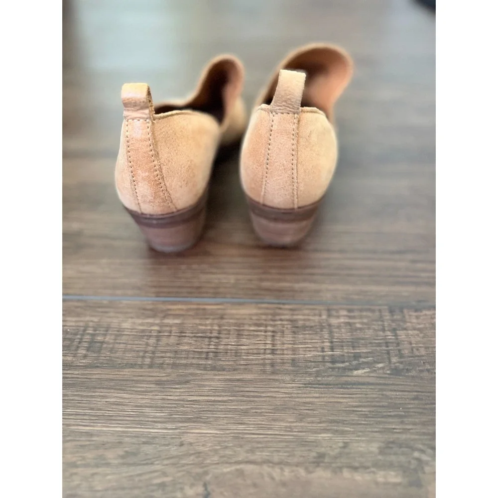 Lucky Brand Mahzan Womens Loafer Tan Leather Slip On Pointed Toe Block Heel 7.5M